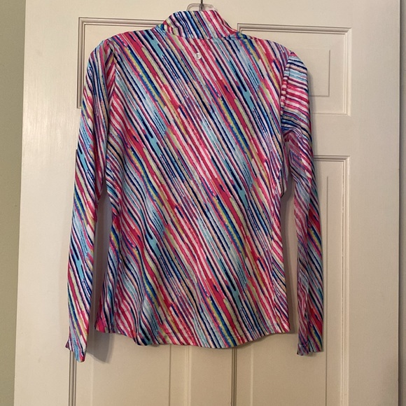 EP NY Golf size xs long sleeved diagonal strip polo w/ 1/4 zip mock neck - Picture 5 of 5